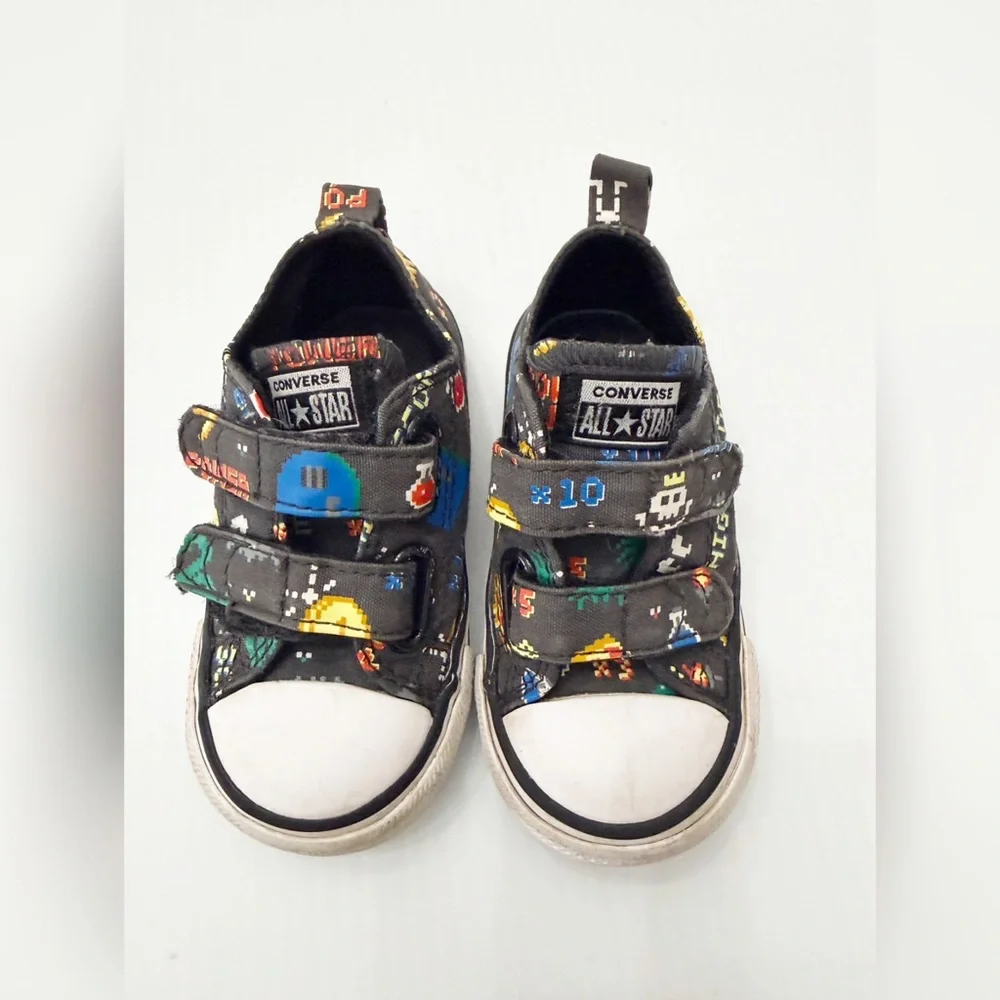 Converse Video Game Print Velcro Sneakers Shoes - 5